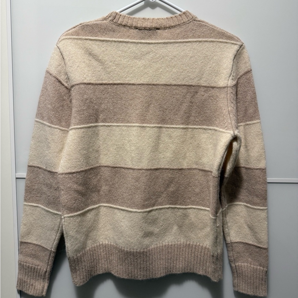 Simons Cream and Tan Striped Crewneck Sweater - Picture 4 of 5